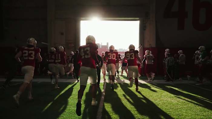 Generic practice players going outside Nebraska football spring practice 2023-04-18